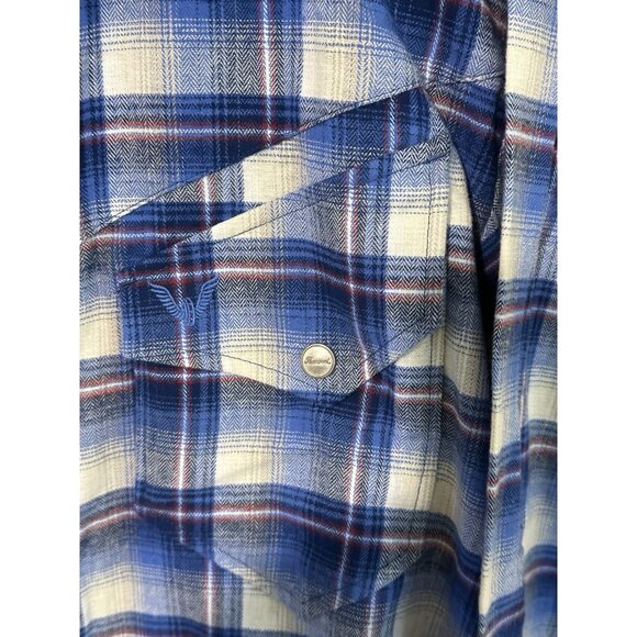 NWT Thorogood Wellington Western Shirt Men’s Large Snap Pockets Blue Plaid - Picture 5 of 11